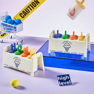 萌趣字母雪糕模具家用自制冰格冰棒模型盒硅胶辅食四分格制冰盒子