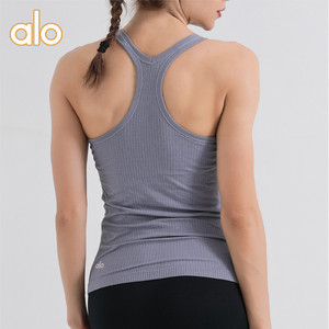 Alo yoga长款工字瑜伽背心女健身运动舞蹈带胸垫速干透气外穿上衣