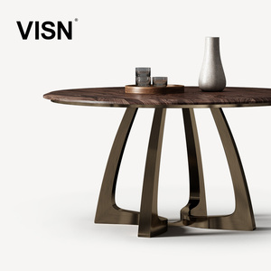 VISN 意式极简圆形餐桌6人 设计师创意大户型 家用高端实木餐台