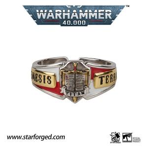 星辰铸造 战锤40K 游戏周边 灰骑士卫戒 925银戒指镀金
