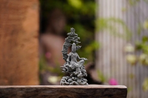青砂石水月观音嫦娥妈祖佛像摆件石头生态水陆缸庭院装饰