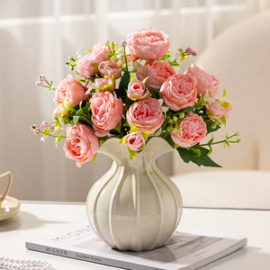法式奶油风花瓶高级感插花复古美式玫瑰客厅鲜花水培花瓶艺术摆件