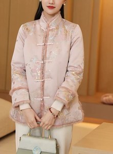 新中式提花棉服女秋冬2023新款中国风唐装女改良棉袄旗袍上衣外套