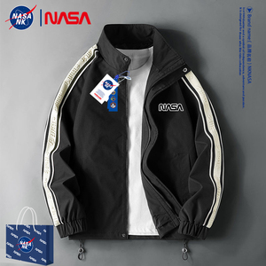 NASA联名黑色外套男士春秋季立领休闲上衣男款春秋款飞行员夹克