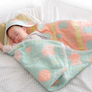 婴儿睡袋抱被两用初生新生儿包被春秋纯棉六层纱布夏季薄款防踢。