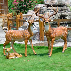 户外花园玻璃钢雕塑森系鹿模型仿真动物梅花鹿摆件婚庆美陈装饰品