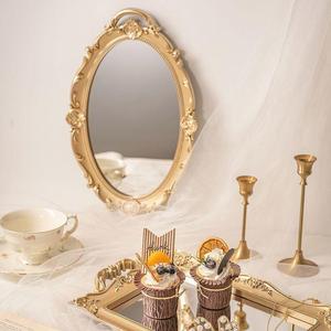 法式复古Vintage宫廷浮雕金色异型镜子化妆镜装饰挂镜墙面拍照