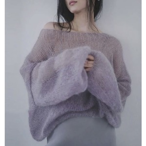 马海毛上衣香芋紫色毛衣法式宽松设计感小众慵懒风套头针织衫女秋