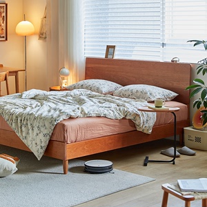 凡木家具北欧实木床日式简约樱桃木家具1.5白橡木1.8米现代双人床