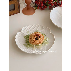 ok maji韩国ins复古花型陶瓷餐具菜盘子家用意面西餐盘水果沙拉盘