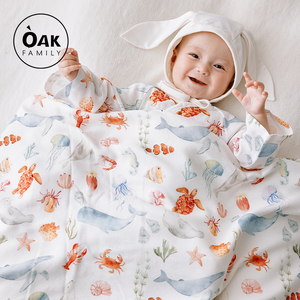 Oak Family新生婴儿大包巾春夏季宝宝纱布轻柔竹棉盖毯抱被防惊跳