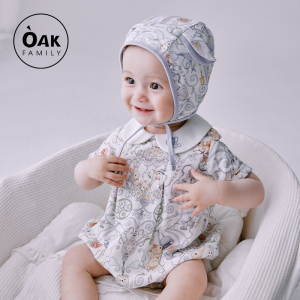 Oak Family婴儿短袖纱布包屁衣宝宝衣服夏季新生儿爬服母婴a类