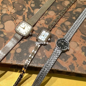 新款agete手表复古方形罗马数字表香槟金镀金气质小圆盘石英腕表