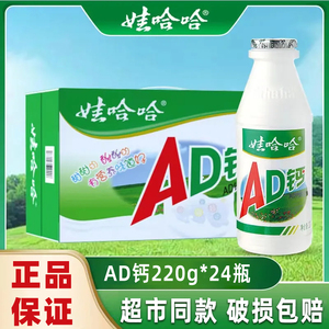 娃哈哈ad钙奶220ml*24大瓶整箱乳酸饮品儿童早餐哇哈哈甜牛奶原味