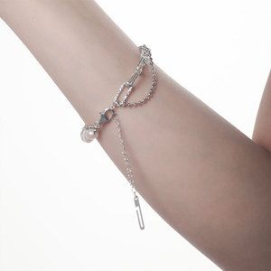 COOL GRAY韩版S925银甜美珍珠双层手链女复古时尚波光粼粼手环气