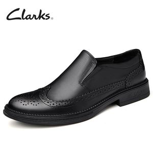Clarks其乐真皮皮鞋男士一脚蹬商务休闲鞋英伦雕花布洛克正装男鞋