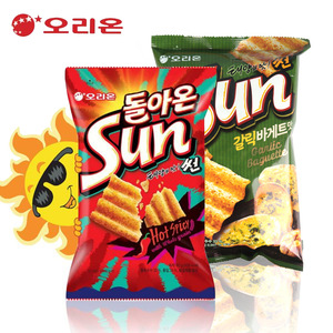 韩国进口 网红零食品好丽友sun太阳玉米膨化片80g/袋波浪薯片锅巴
