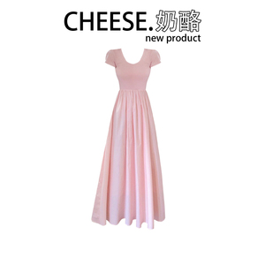CHEESE 奶酪 可盐可甜气质绝美长裙女夏高级感法式短袖显瘦连衣裙