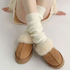 夜间教习室白色袜套保暖中筒袜子女秋冬针织jk小腿套雪地靴堆堆袜