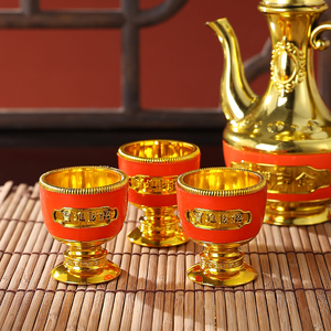 家用拜神供佛摆件套装高脚酒杯茶杯塑料神台筷子碗盘子茶壶酒壶