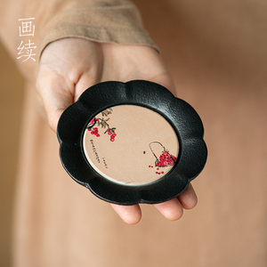 画续中国风功夫茶具茶垫吸水杯垫茶道配件茶托杯托陶瓷中式茶碟
