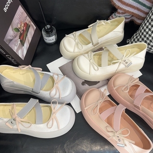 法式小众厚底两穿玛丽珍女鞋2024夏季新款日系甜酷jk浅口芭蕾单鞋