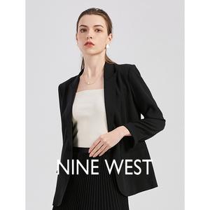 Nine West/玖熙2024年春季新款西装外套女黑色通勤休闲洋气西服