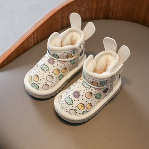 宝宝雪地靴冬季加绒儿童女靴子1一3周岁男童棉鞋婴幼儿软底学步鞋