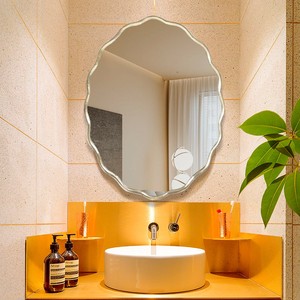 椭圆波浪镜卫生间洗面台镜子卧室梳妆台镜设计师设计定制异形镜子