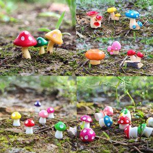 仿真彩色小蘑菇多肉盆景田园造景装饰品小摆件苔藓微景观蘑菇桌面