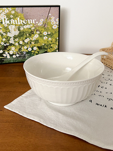 白色深碗汤碗家用大碗特大号陶瓷高级感8寸盛汤大汤勺大容量英寸