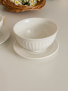 法式复古罗马陶瓷米饭碗带骨碟饭碗4.5英寸5寸精致高颜值吃饭的碗
