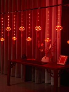 2024新年室外灯笼福字挂件小彩灯装饰家用春节氛围布置过年红灯串
