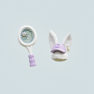 羽毛球运动小兔子耳环女2023新款爆款耳钉可爱耳饰耳夹无耳洞