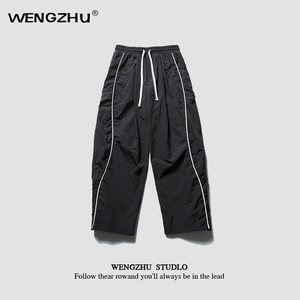 翁筑WENGZHU「设计师品牌」/男女同款/ 脚口拉链速干运动裤子长裤