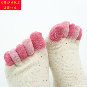 袜子五指的棉带五指头的五个袜女脚趾棉秋冬女袜脚趾头