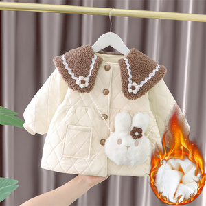 女童冬装棉袄2023新款女宝宝加绒加厚棉衣1一3岁婴儿衣服保暖外套
