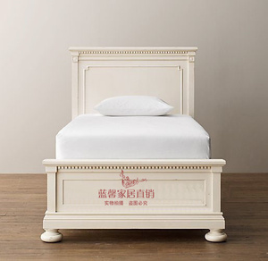 RH出口外贸实木床 儿童床 美式法式乡村仿古白复古做旧 卧室家具