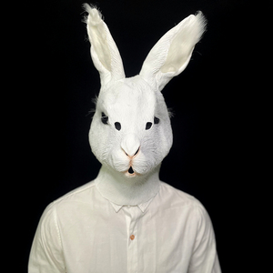 可爱毛绒兔子头套网红拍照表演直播道具搞怪笑耳朵流氓兔动物面具