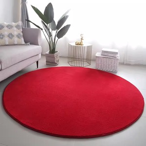 中国红圆形超柔地毯短毛客厅卧室喜庆结婚拍照大红色生日活动地垫