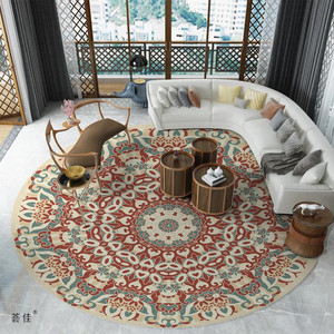 欧美流行复古华丽宫廷风格客厅圆形地毯欧式卧室床边吊篮转椅地垫