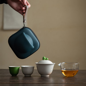 草木灰中式复古葫芦旅行茶具套装一壶二杯功夫茶陶瓷便携式快客杯