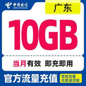广东电信月包10GB全国流量包 手机流量充值直充流量包 中国电信