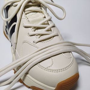 适配mlb鞋带老爹鞋女生鞋带米灰浅米米白米黄圆形鞋带运动鞋白色