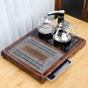 小型乌金石茶盘不锈钢全自动一体烧水壶自动上水茶台家用托盘套装