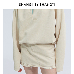 SHANG1 BY SHANGYI半身短裙女24早春新款假两件卫裤裙包臀裙套装