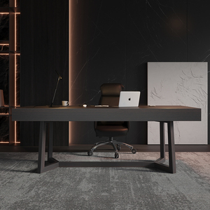 意式书桌轻奢现代全实木家用客厅大长条老板桌办公桌高级电脑桌子