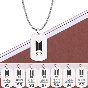 韩国明星BTS少年团字母项链钛钢男女通用饰品毛衣链 配珍珠链