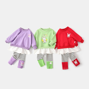 女童运动套装蝙蝠衫春秋婴幼儿衣服中小童春装洋气新款宝宝两件套