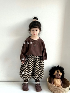 韩国童装儿童复古森系中性圆领长袖T恤日韩男女宝宝打底衫休闲潮